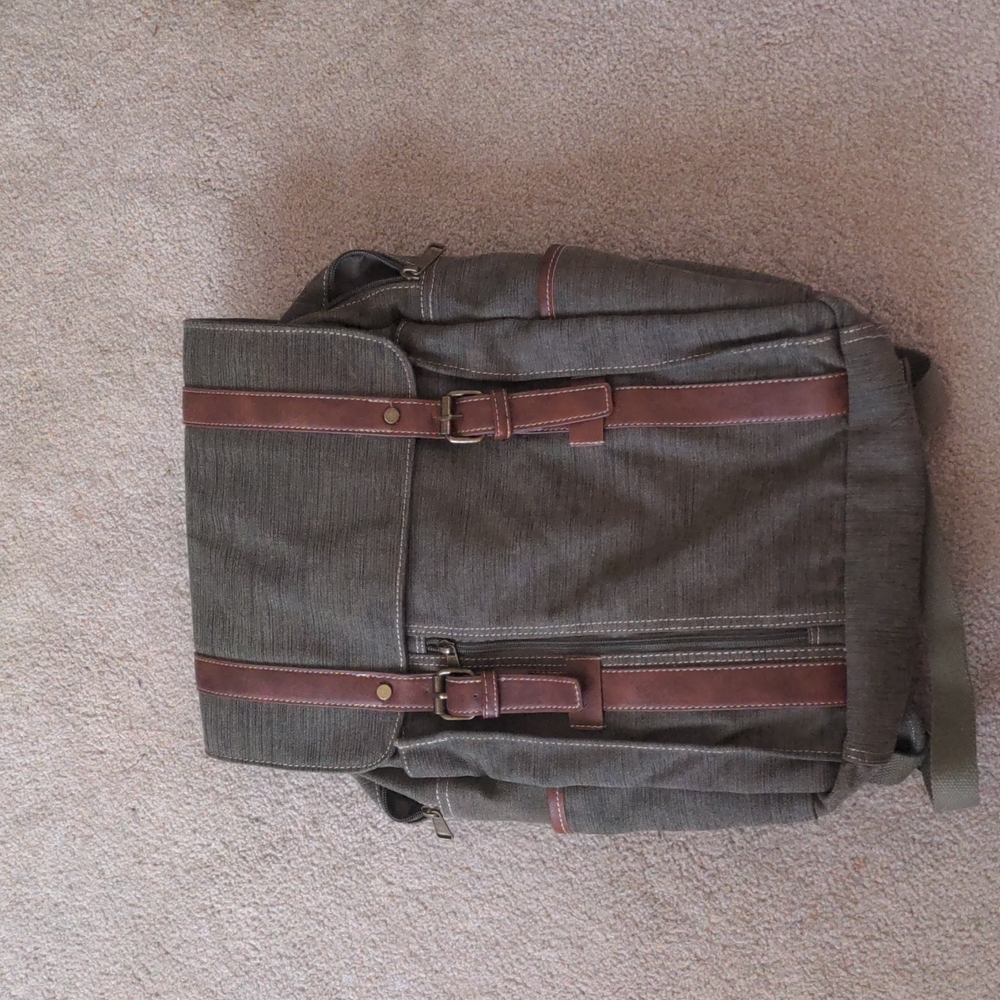 Leather trim backpack
